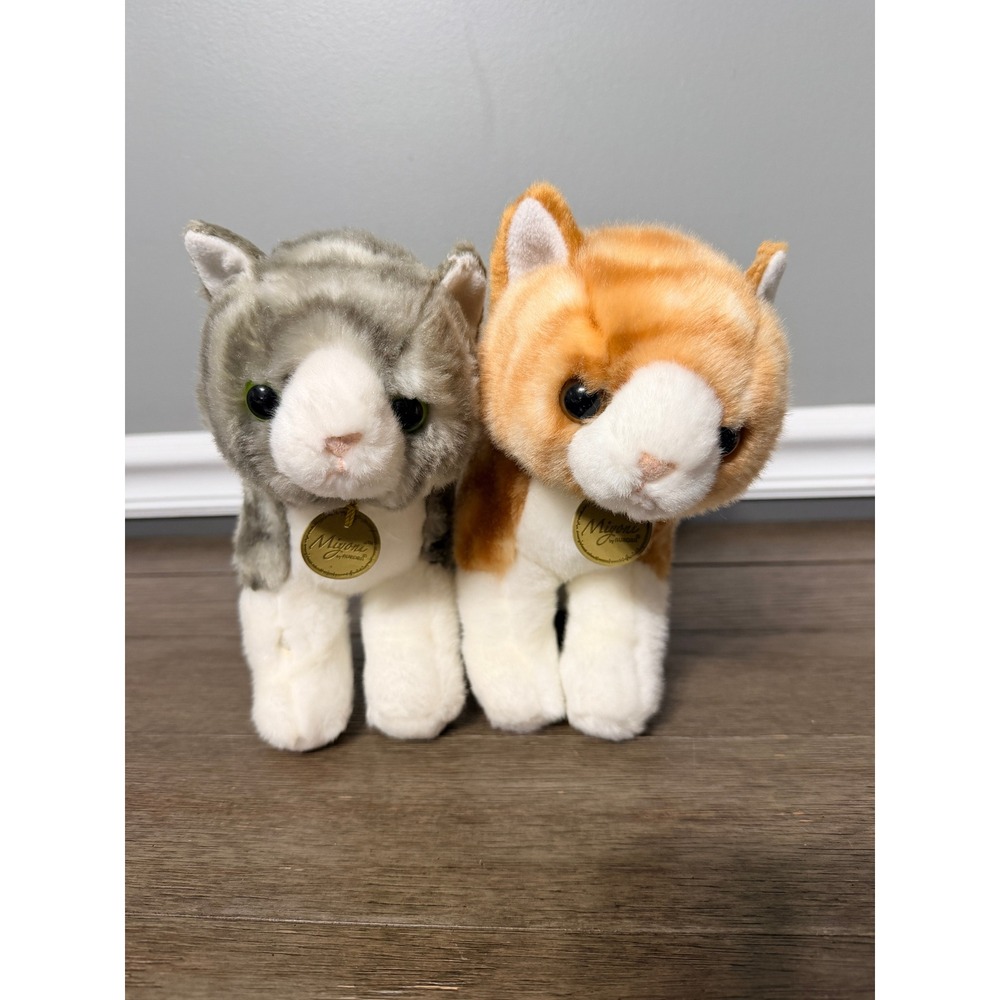 Aurora Miyoni Grey & Orange‎ Tabby Cat Plush Lot of 2
